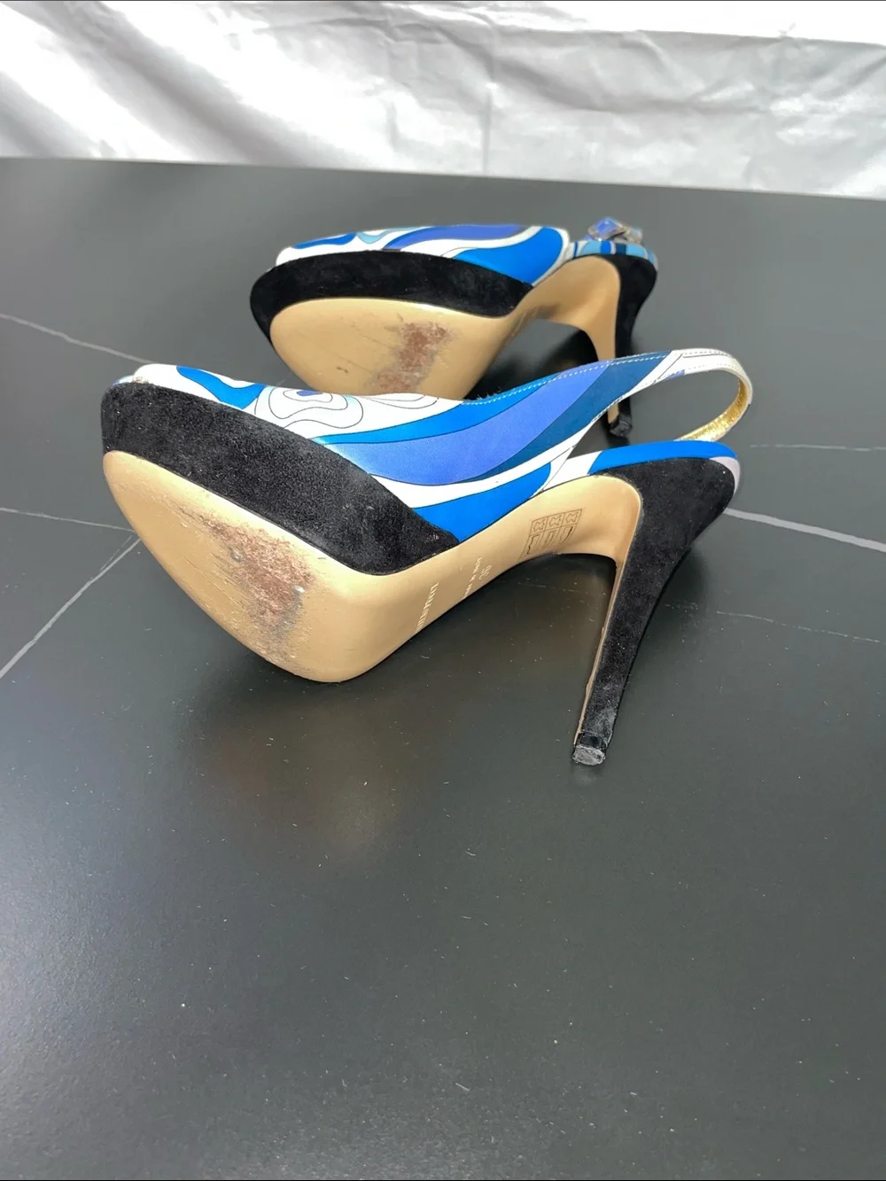 EMILIO PUCCI PEEP TOE SLINGBACK PUMPS FTL-08-195